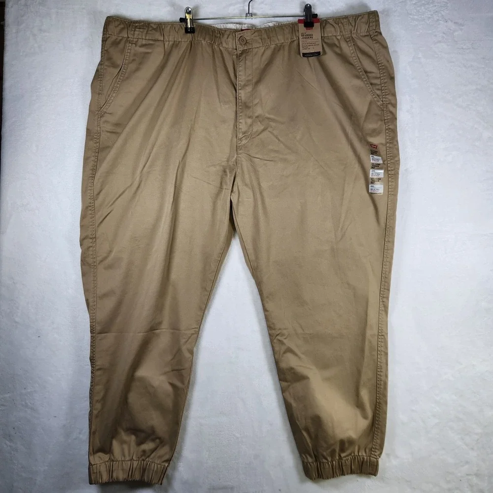 Levi's XX Chino Jogger Pants 4XL Big Tall Stretch‎ Tapered Drawstring Hem Tan